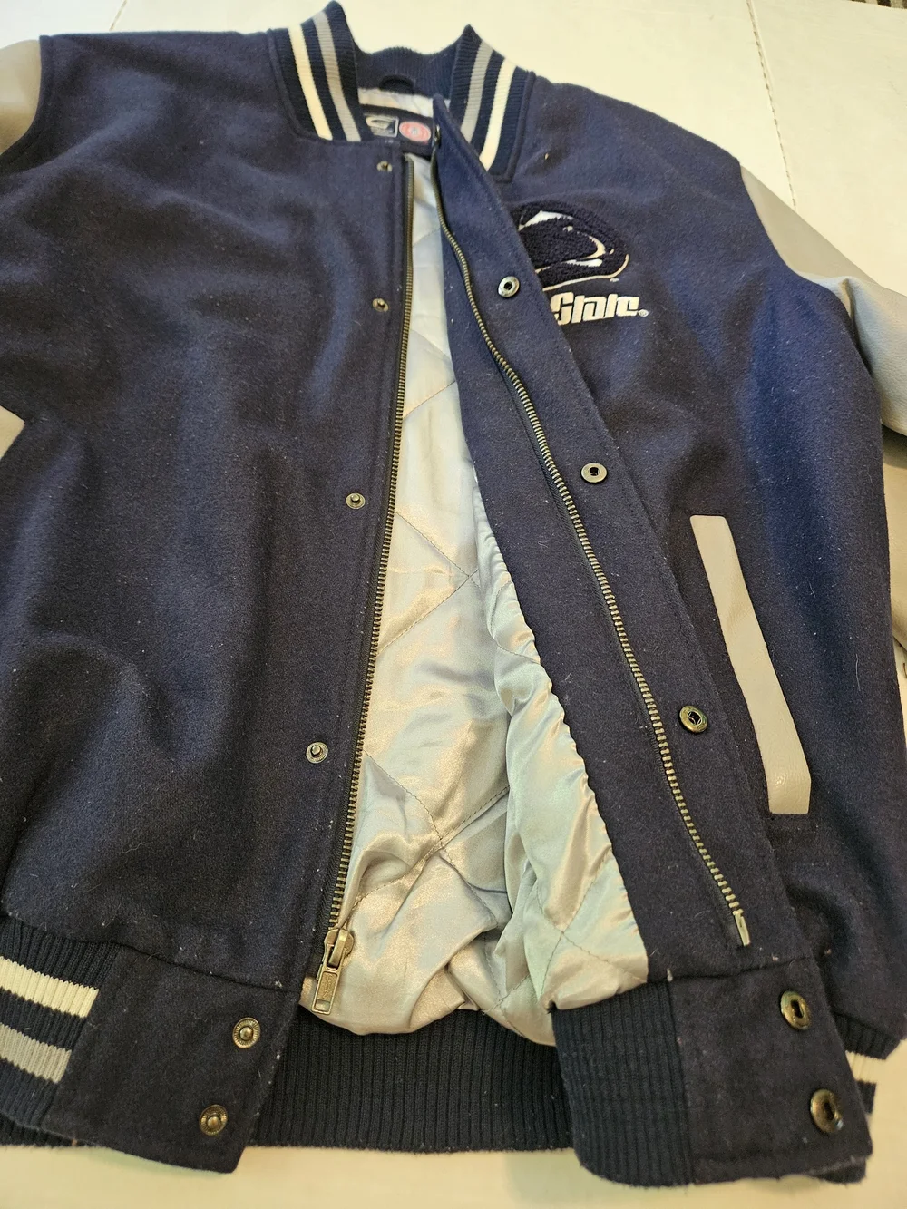Penn State Nittany Lions Vintage Varsity Letterman Wool Blend Snap Jacket L